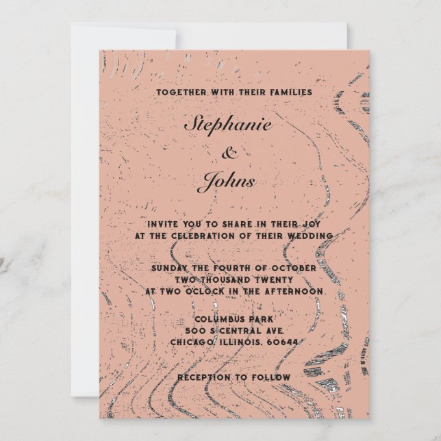 Terracotta Modern Wave Abstract Bohemian Wedding Invitation (Front)