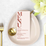 Terracotta Modern Wedding Simple Menu Card<br><div class="desc">This modern wedding collection is perfect for Fall or a boho celebration with its terracotta Earth-tone colour palette. The monochromatic theme is very trendy right now, especially with our playful typography and large initials. This minimalist wedding menu card is fully customisable - Everything is editable, just click the personalise button....</div>
