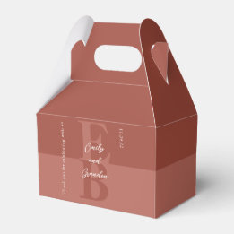 Terracotta Monochrome Modern Wedding Large Initial Favour Box