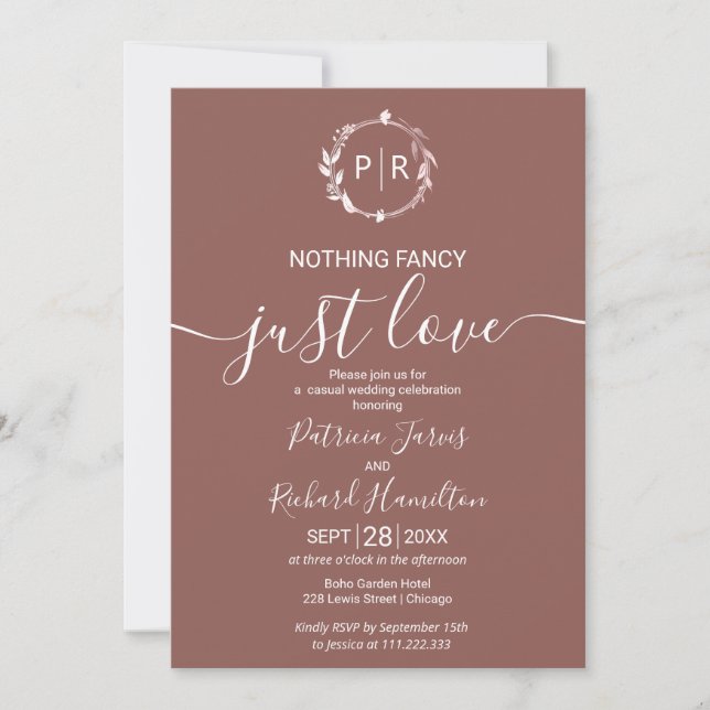 Terracotta Monogram Calligraphy Photo Wedding Invitation (Front)