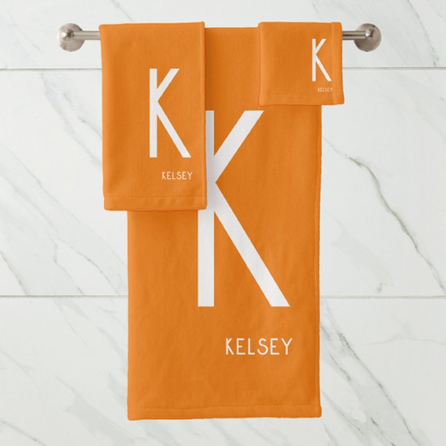 Terracotta Monogram Name Bath Towel Set (Creator Uploaded)