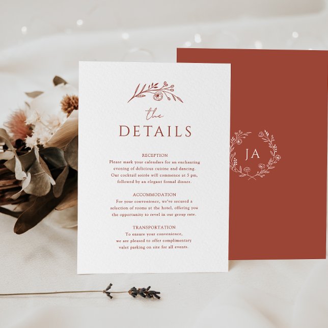Terracotta Monogram Wedding Enclosure Card (Creator Uploaded)