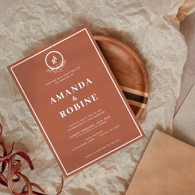 Terracotta Monogram Wedding Invitation  (Creator Uploaded)