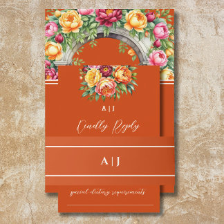 Terracotta Monogram Wedding Invitation Belly Band