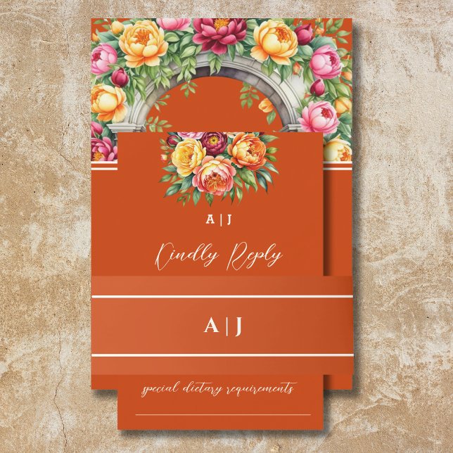Terracotta Monogram Wedding Invitation Belly Band (Creator Uploaded)