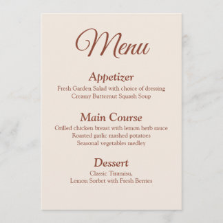 Terracotta Monogram Wreath Wedding Menu Card