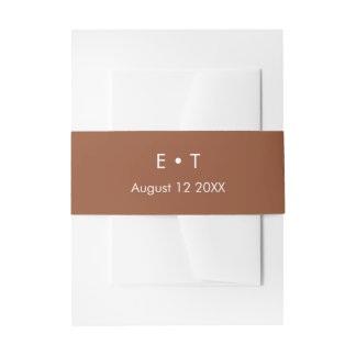 Terracotta monograms simple invitation belly band