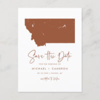 Terracotta Montana Map Modern Script Save the Date