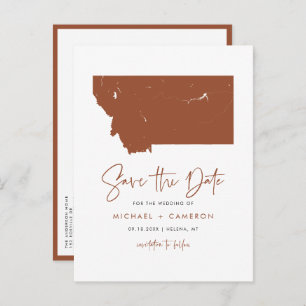 Terracotta Montana State Map QR Code Save the Date Announcement Postcard