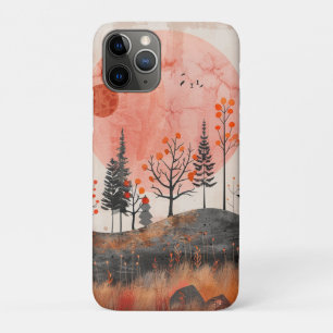 Terracotta Moon Copper Autumn Folk Forest Art iPhone 11 Pro Case