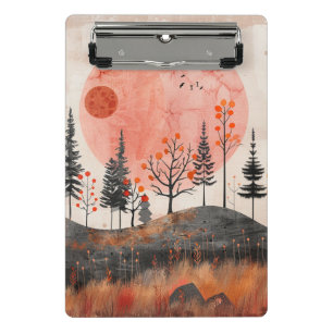 Terracotta Moon Copper Autumn Folk Forest Art Mini Clipboard