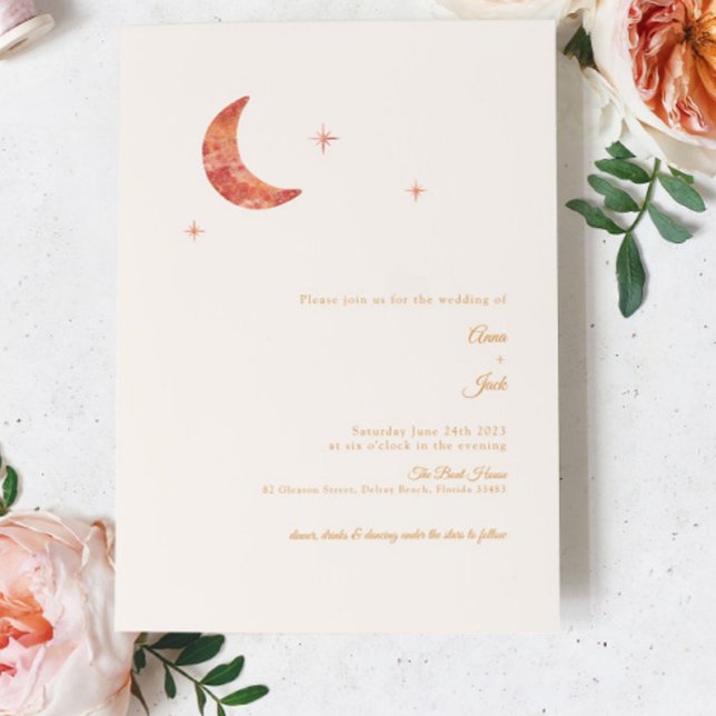 Terracotta Moon Modern Wedding Invitation (Creator Uploaded)