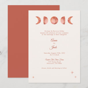 Terracotta Moon Phase Boho Wedding Invitation