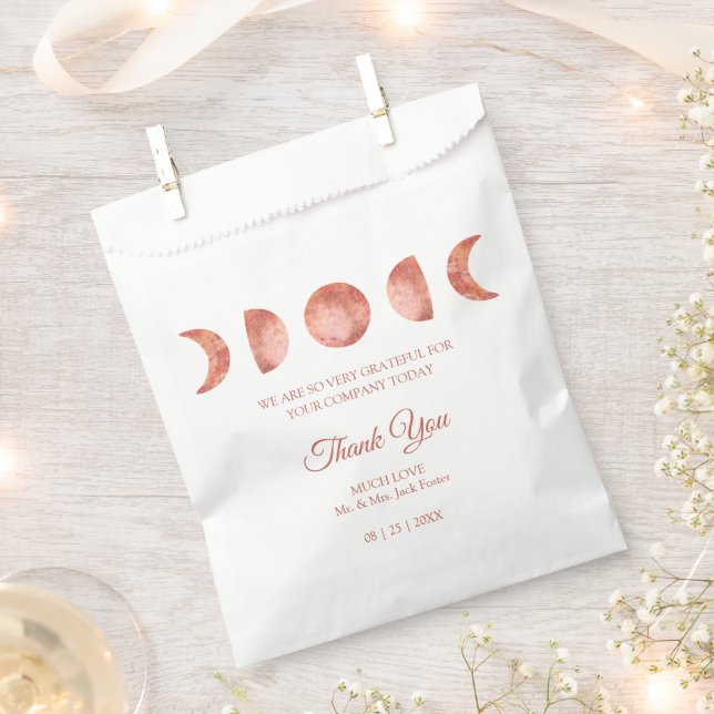 Terracotta Moon Phase Wedding Favour Bag (Clipped)