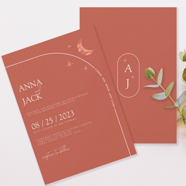 Terracotta Moon & Stars Wedding Invitation (Creator Uploaded)