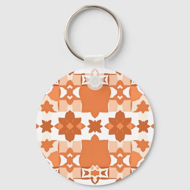 Terracotta Moroccan Tile Pattern Key Ring (Front)