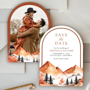 Terracotta Mountain Forest Photo Arch Wedding Save The Date