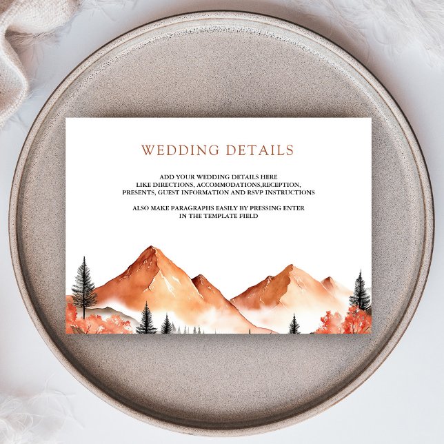 Terracotta Mountain Forest Wedding Details Enclosure Card (Creator Uploaded)