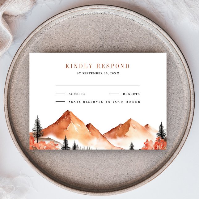 Terracotta Mountain Forest Wedding RSVP Card (Creator Uploaded)