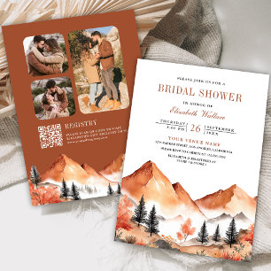 Terracotta Mountain Photo QR Code Bridal Shower Invitation