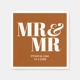 Terracotta Mr & Mr Personalised Wedding Napkins