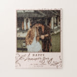 Terracotta | Mr. & Mrs. Happy Wedding Anniversary  Jigsaw Puzzle<br><div class="desc">Featuring minimalist floral line art framing your favourite photo. Customised with wedding date and name for a truly fun and unique wedding anniversary keepsake gift. Celebrate your wedding anniversary and with our happy anniversary custom photo jigsaw puzzle. Add your own photos and text for a beautiful, unique gift. A special...</div>