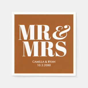 Terracotta Mr & Mrs Personalised Wedding Napkins