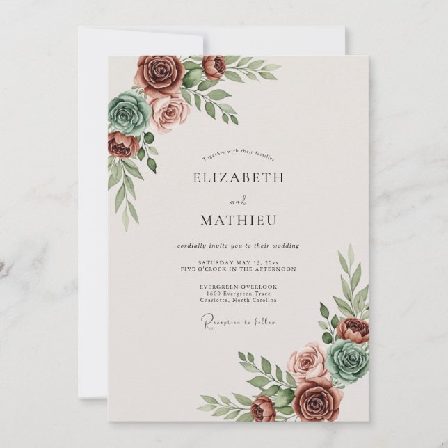 Terracotta Muted Bohemian Wedding Invitation (Front)