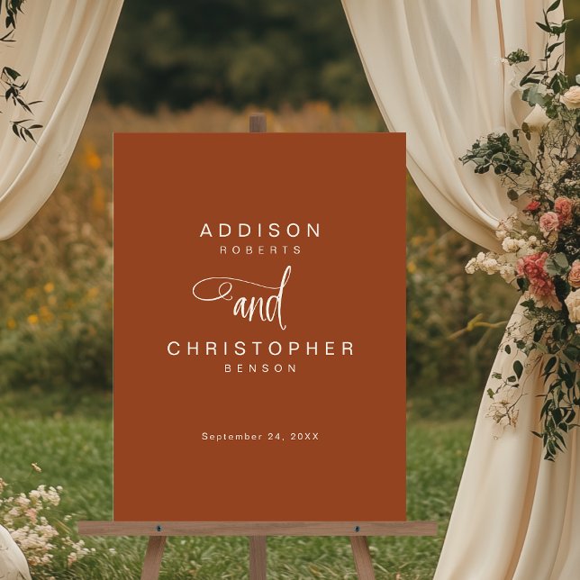 Terracotta Names Modern Minimalist Wedding Welcome Acrylic Sign (Creator Uploaded)