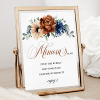 Terracotta Navy Blue Bridal Shower Mimosa Bar Sign