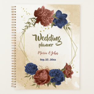 terracotta navy blue floral wedding planner