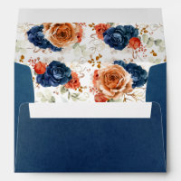 Terracotta & Navy Blue Flowers Boho Elegant