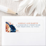 Terracotta Navy Blue Flowers Elegant Boho Label Return Address Label<br><div class="desc">Terracotta and navy blue flowers address labels</div>