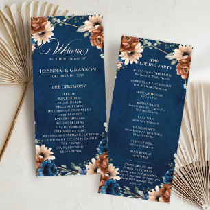 Terracotta Navy Blue Greenery Geometric Wedding Pr Program