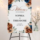 Terracotta Navy Blue Greenery Geometric Welcome