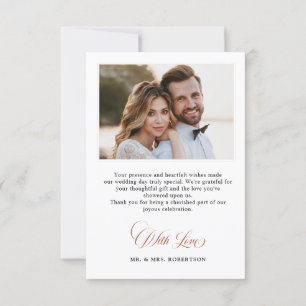 Terracotta Navy Blue Greenery Photo  Wedding       Thank You Card