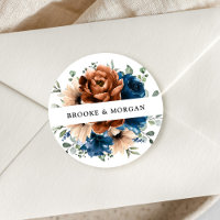 Terracotta Navy Blue Greenery Wedding Thank you