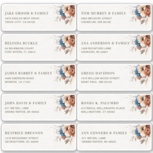 Terracotta Navy Blue Guest Name Address 