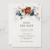 Terracotta Navy Blue Pampas Grass Rustic Wedding
