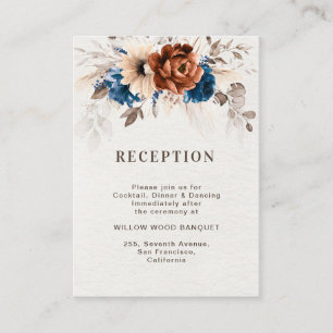 Terracotta Navy Blue Rustic wedding reception Enclosure Card
