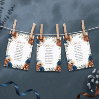 Terracotta Navy Blue Wedding Table seating chart