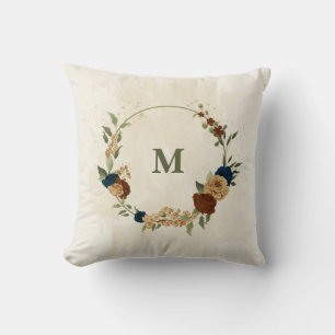 terracotta navy floral cushion