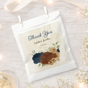terracotta navy floral wedding favour bag