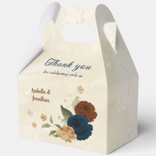 terracotta navy floral wedding favour box