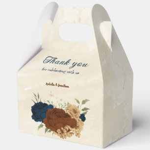 terracotta navy floral wedding favour box