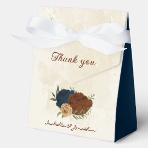 terracotta navy floral wedding favour box