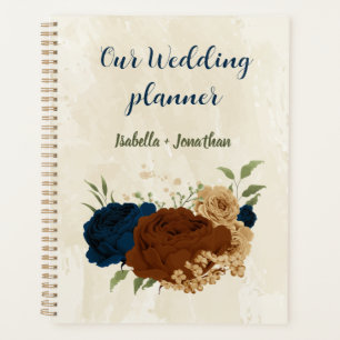 terracotta navy floral wedding planner