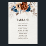 Terracotta Navy Pampas Grass Wedding Seating Chart Table Number<br><div class="desc">Elegant Navy blue,  Terracotta ,  Orange earthy floral theme wedding table number featuring elegant bouquet of Navy blue,  Terracotta colour roses peonies  and eucalyptus leaves. Please contact me for any help in customisation or if you need any other product with this design.</div>