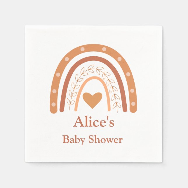Terracotta Neutral boho rainbow Baby Shower  Napkin (Front)