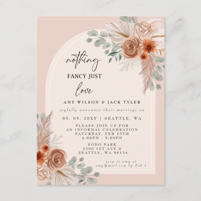 Terracotta Nothing Fancy Just Love Announcement Postcard (Front)